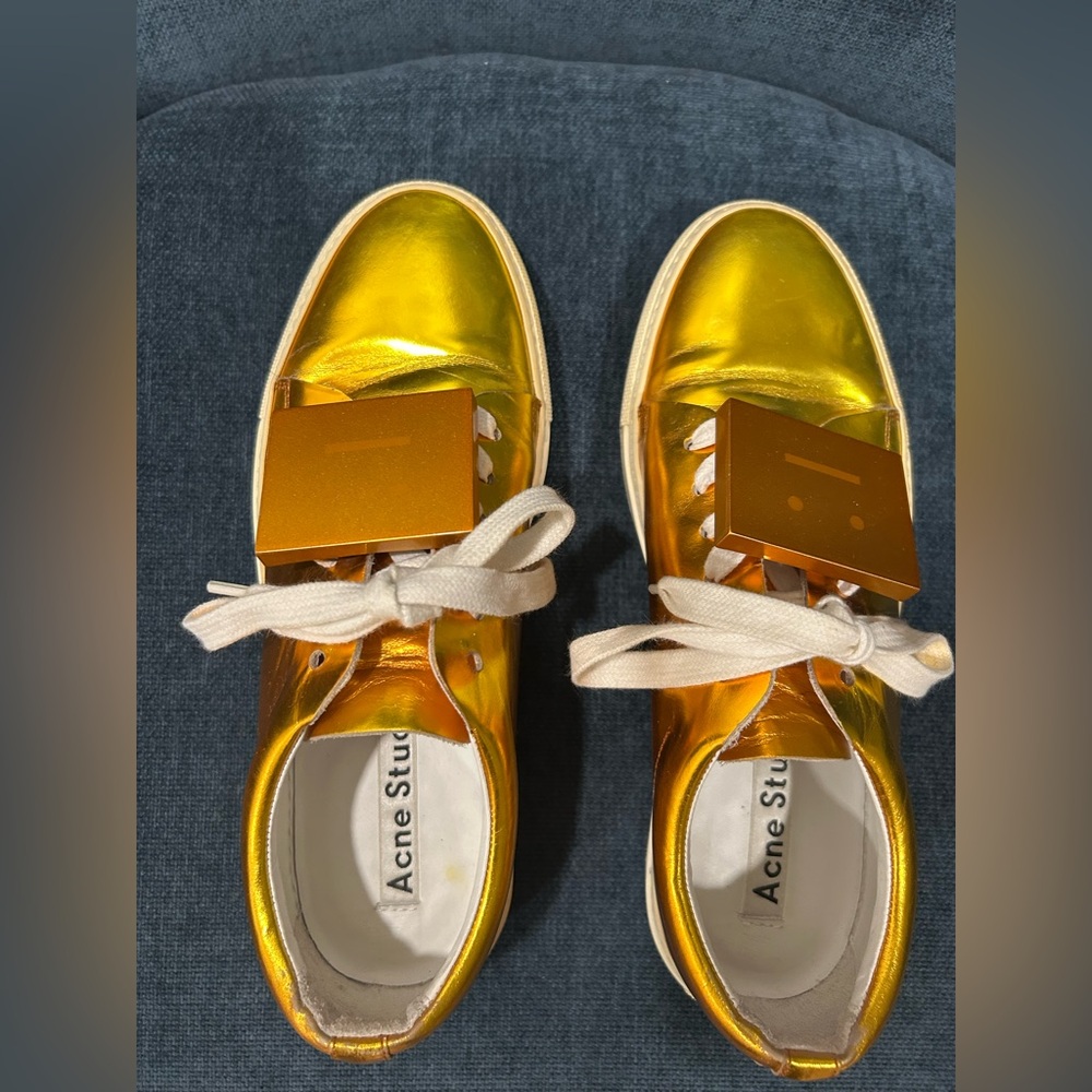 Acne Shiny Gold Women's Sneakers - Picture 6 of 8